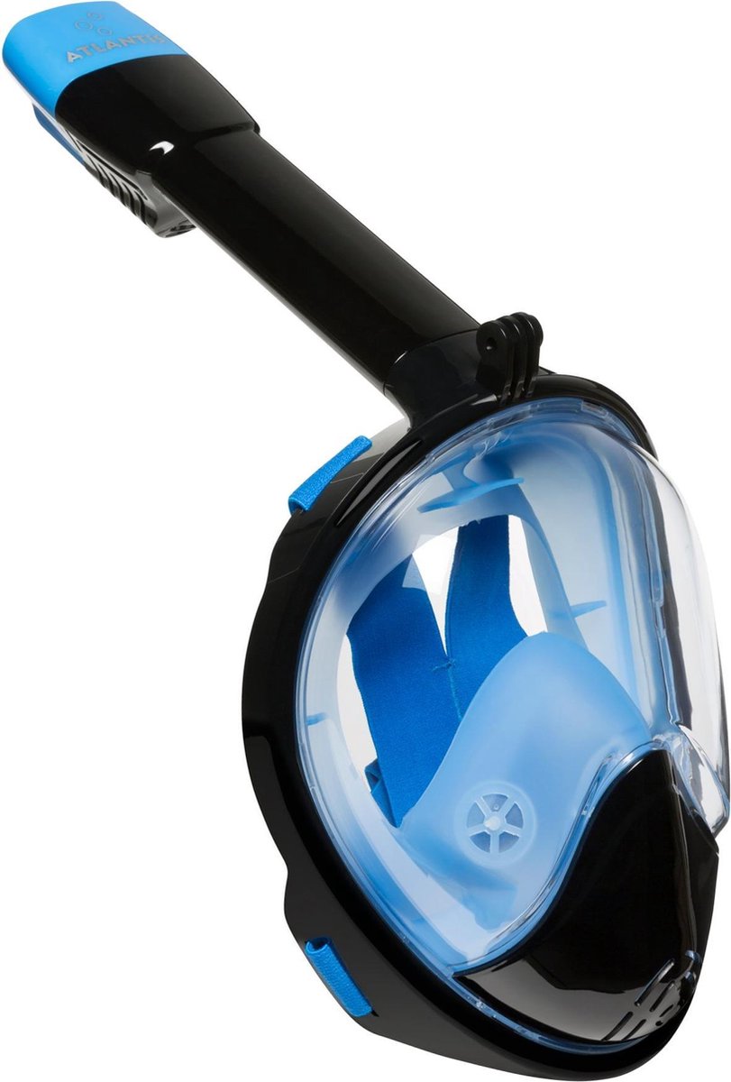 Masque de plongée Atlantis 2.0 - lunettes de plongée - tuba - ensemble de tuba - masque complet - adultes - noir bleu - s m