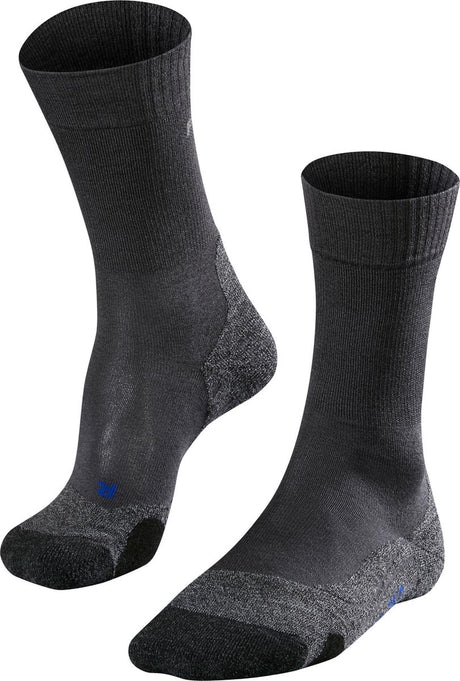 Falke tk2 cool anti-ampoules épais matériau fonctionnel lyocell chaussettes de marche hommes gris - taille 46-48