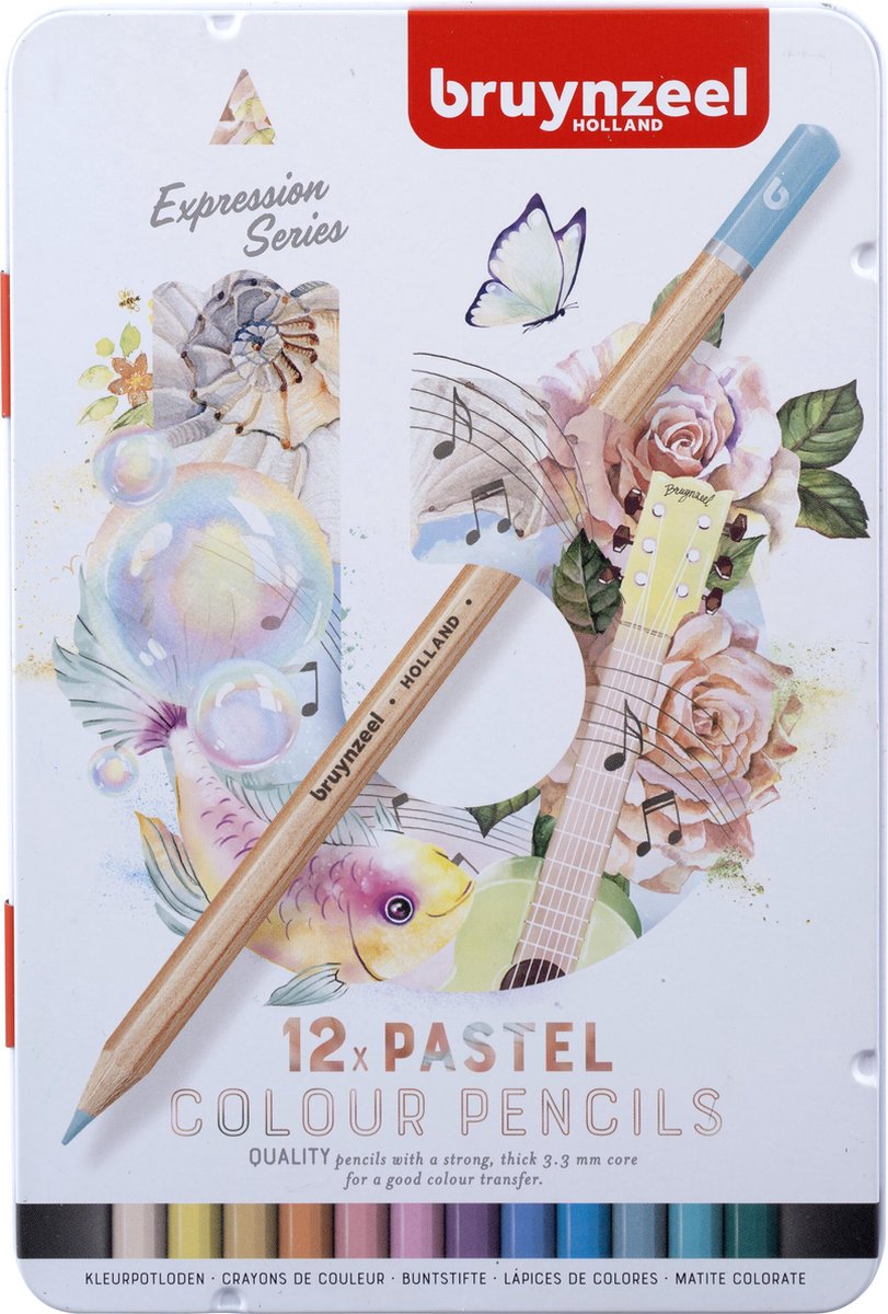 Bruynzeel crayons de couleur expression tons pastel boîte de 12