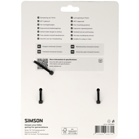 Simson frame lock insert de connexion universel 72mm art**