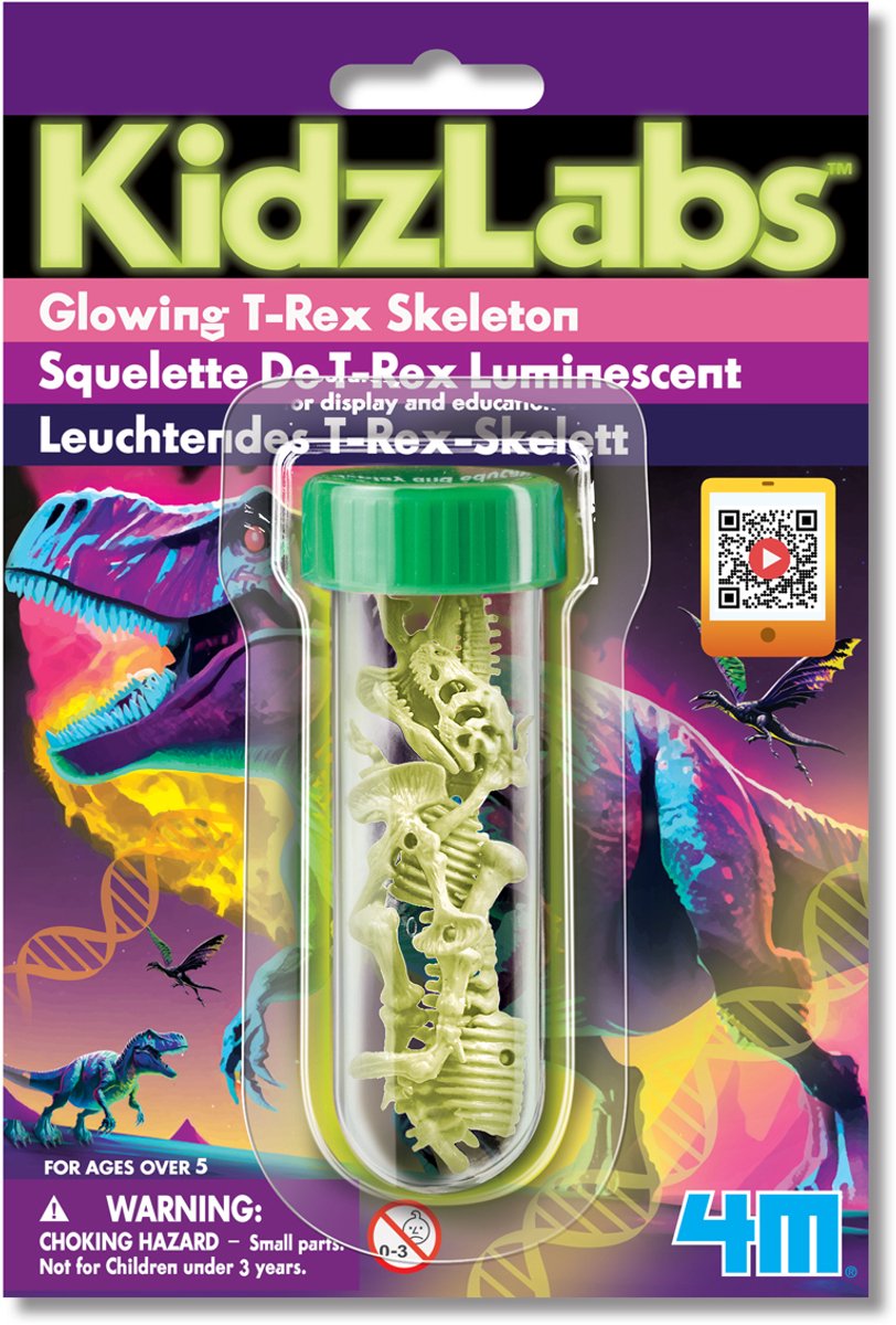 Dino phosphorescent de 4 m - squelette de t-rex - science et jeux - modélisme - kidzlabs - 5+