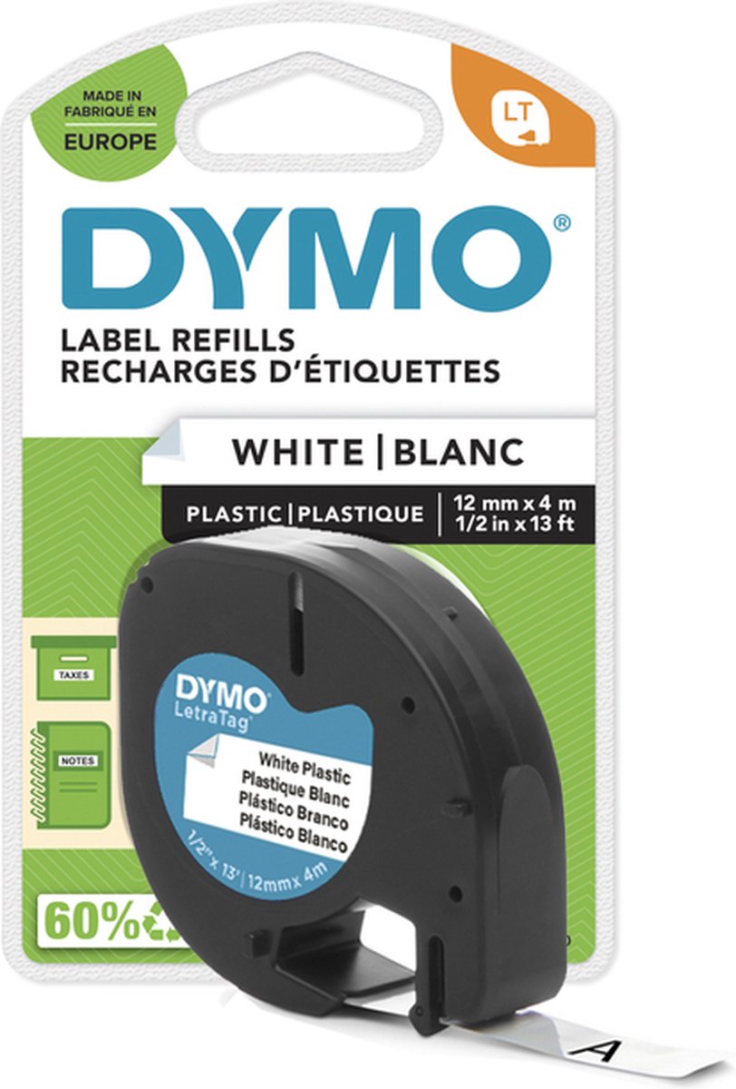 Dymo 12mm letratag ruban plastique imprimante d'étiquettes ruban