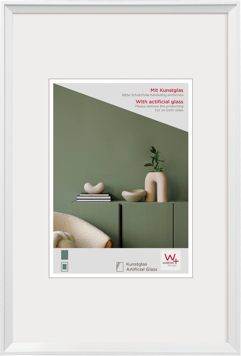 Walther Desir - cadre en plastique - format photo 50x70 cm - verre d'art - blanc