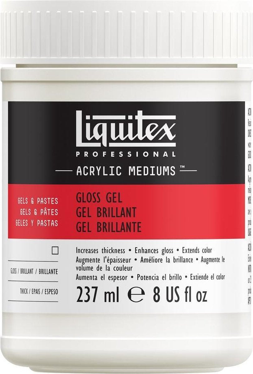 Liquitex médium gel brillant professionnel 237 ml – additif acrylique, rehausseur de brillance, augmentation du volume, épaississement de la consistance