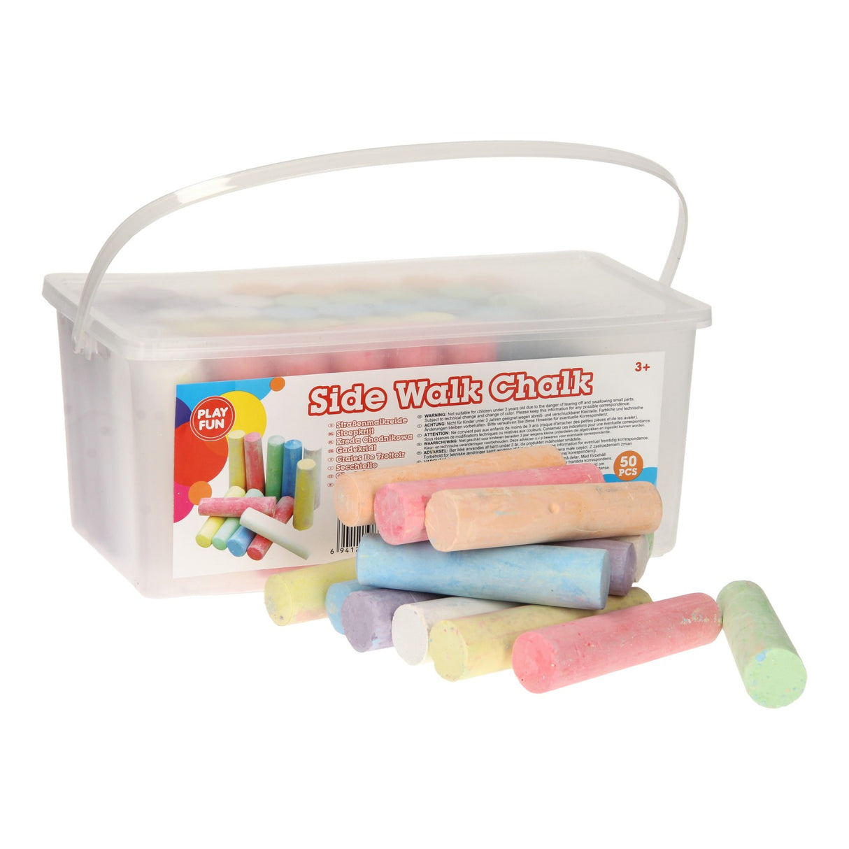 Craie de trottoir Playfun dans un seau, 50 pcs.