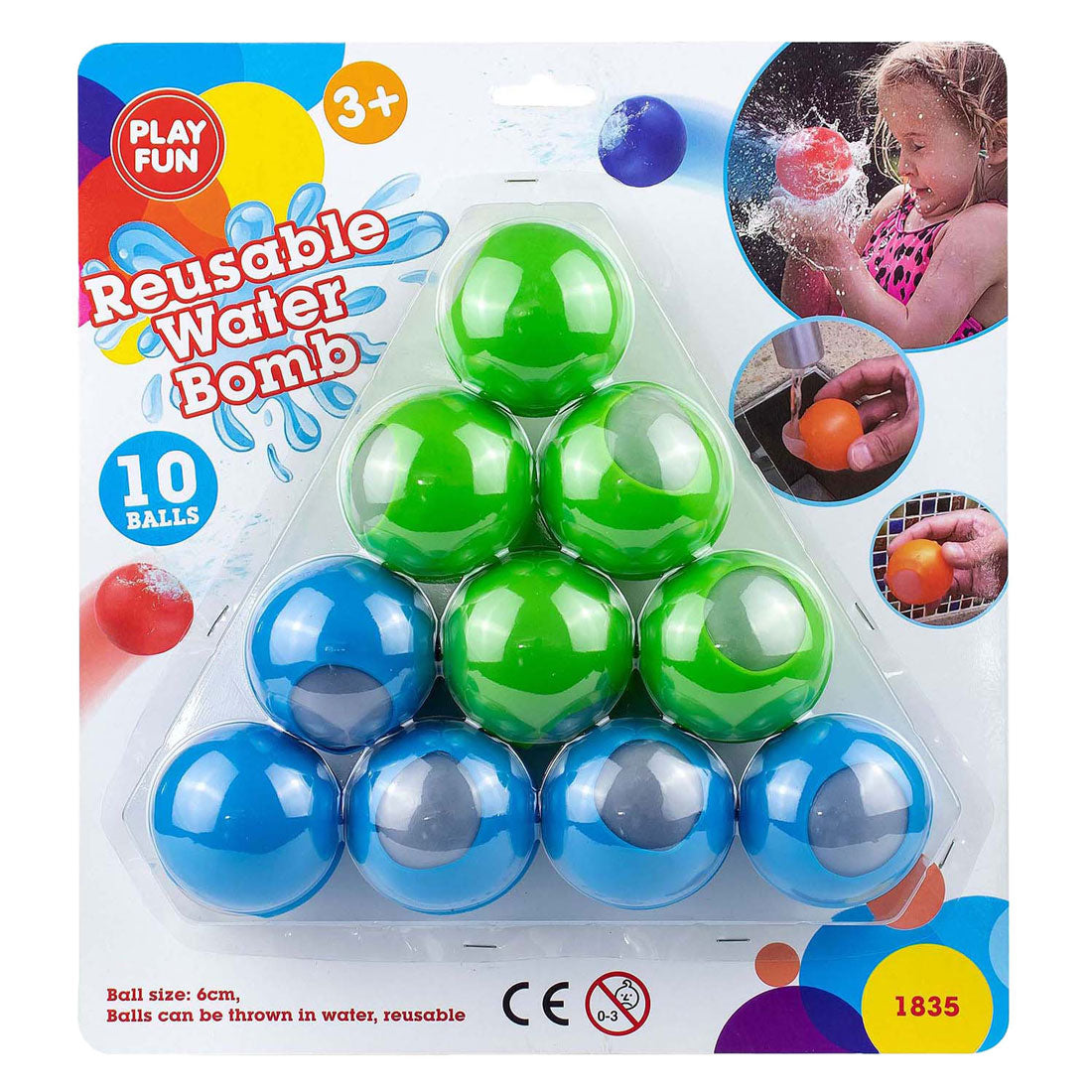 Boules d'eau réutilisables Playfun, 10 pcs.