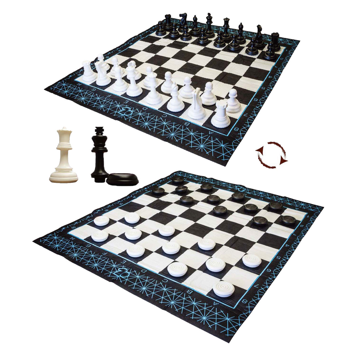 Méga jeu d'échecs et de dames Playfun - adapté à une utilisation en extérieur