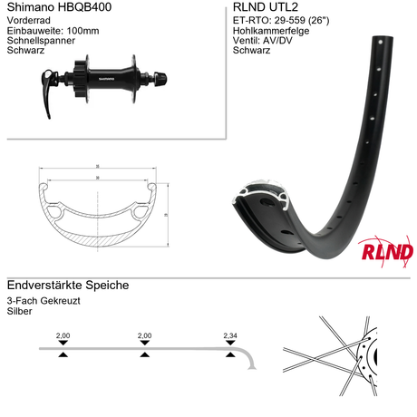 Roland voorwiel utl2 26 29-559 36g qr hbqb400 zw zil