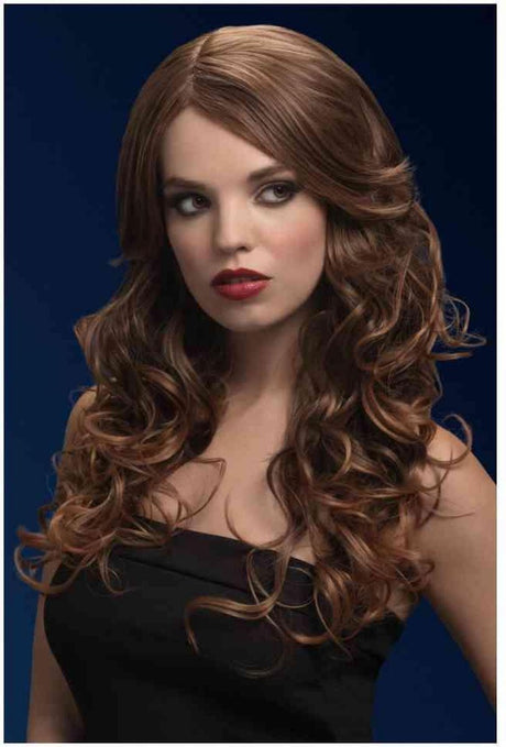 Fever Smiffys perruque d'habillage - marron clair - cheveux longs - Nicole - femme - perruque femme