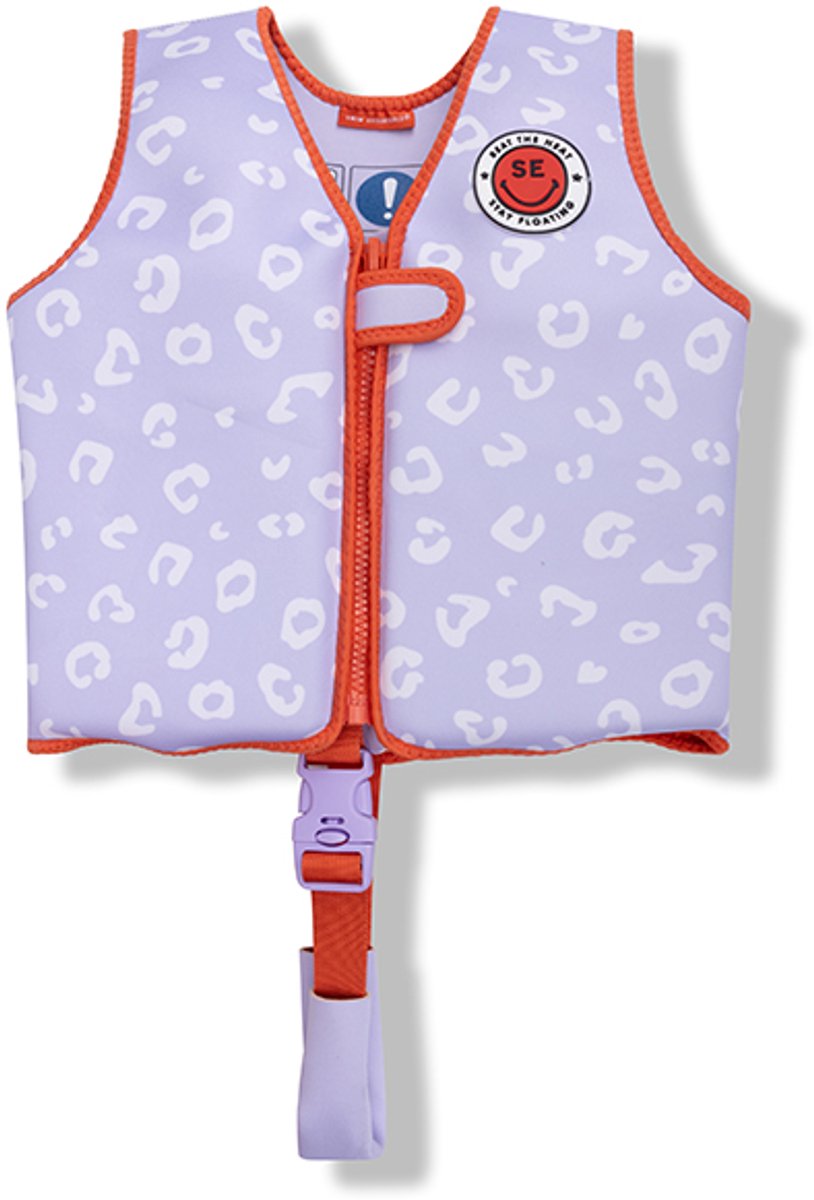Essentiels de natation - gilet de sauvetage enfant 3-6 ans - lilas - imprimé léopard - gilet flottant - tout-petit