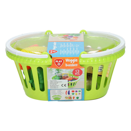 Panier à légumes jouet Playgo - Ensemble de jeu en plastique de 13 pièces pour légumes.