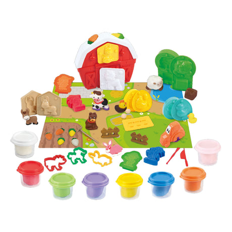 Ensemble d'argile Playgo Farm and Friends - 8 pots en argile