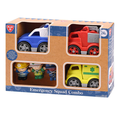 Playgo Play Véhicules de service d'urgence avec figurines - Ensemble de jouets 6 pièces.