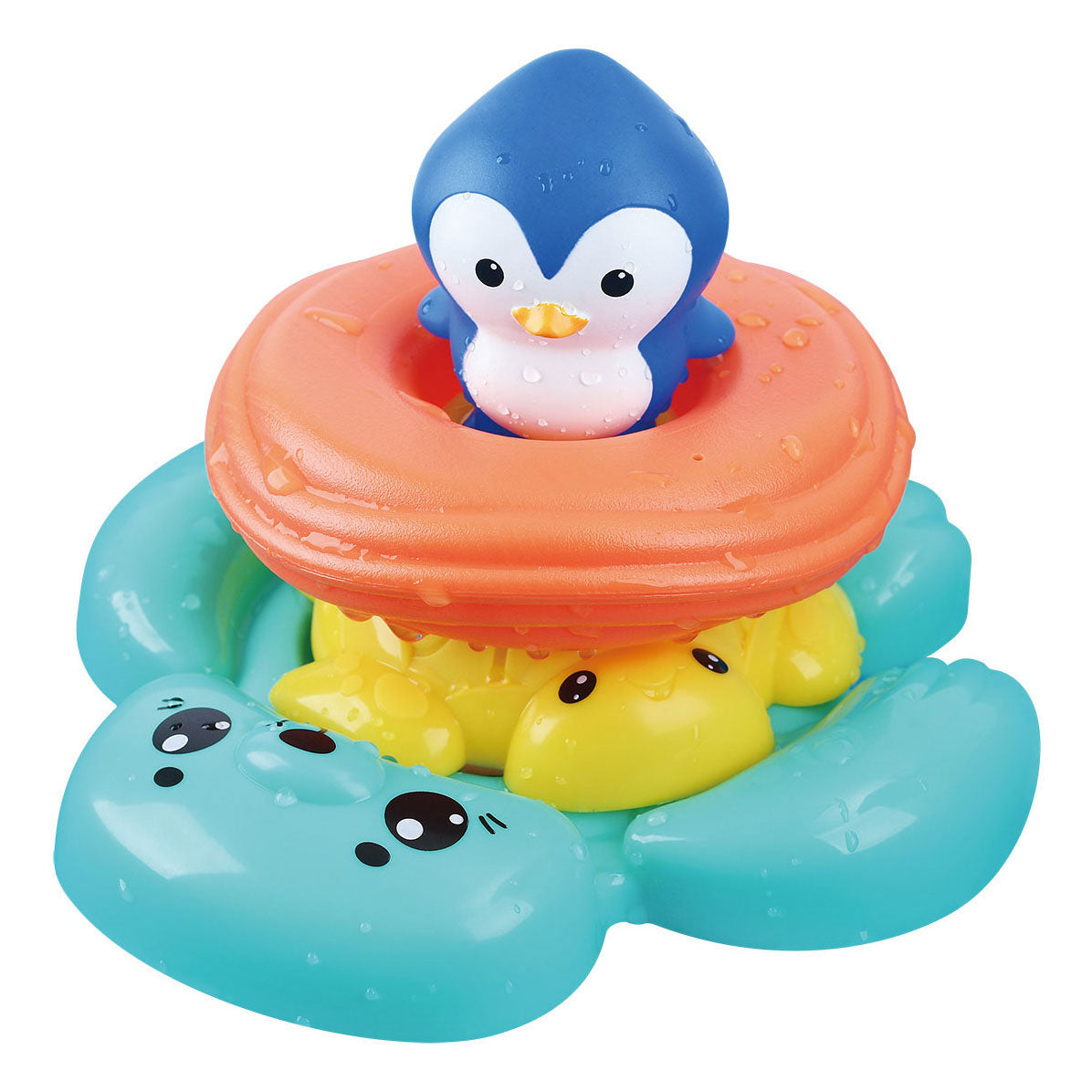 Spil Bath Toy Stack og flydende marine dyr, 4dlg.