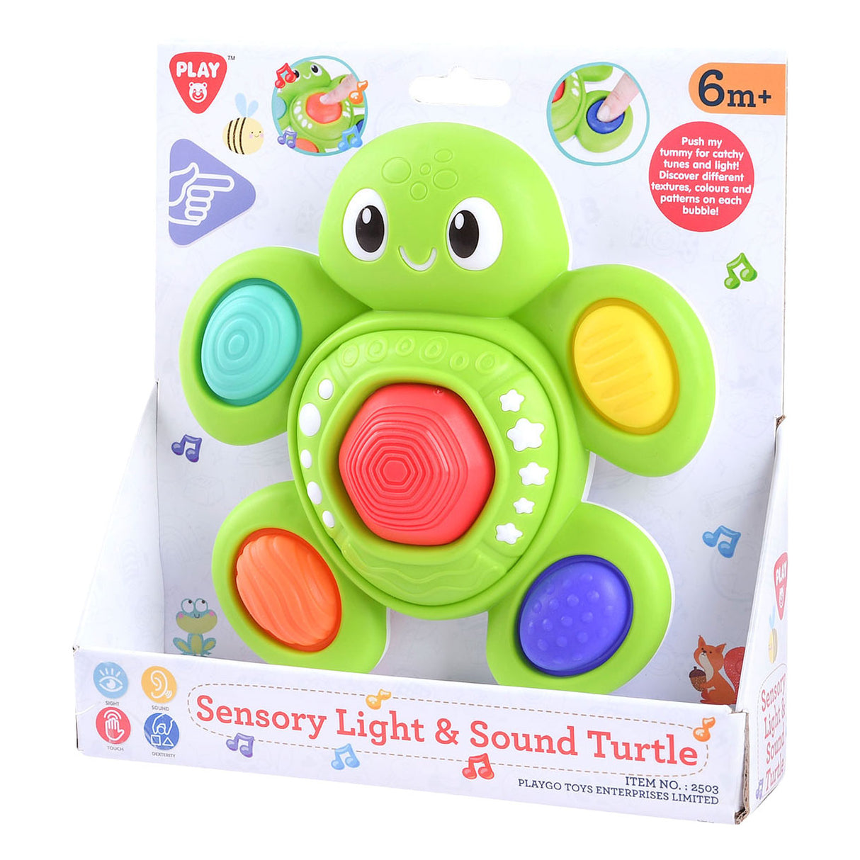 Spillt Baby Sensory Schildkröt mat Liicht an Toun