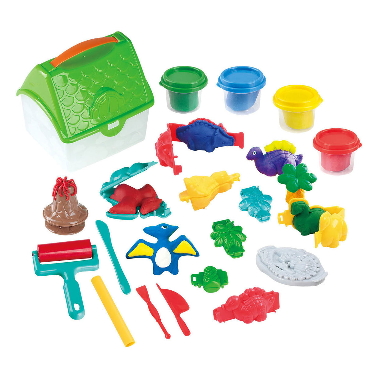 Play Dino Jungle Kleiset in Storage box, 4 clay jars