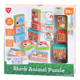 Playgo Play puzzle en blocs de bois animaux, 20 pièces.