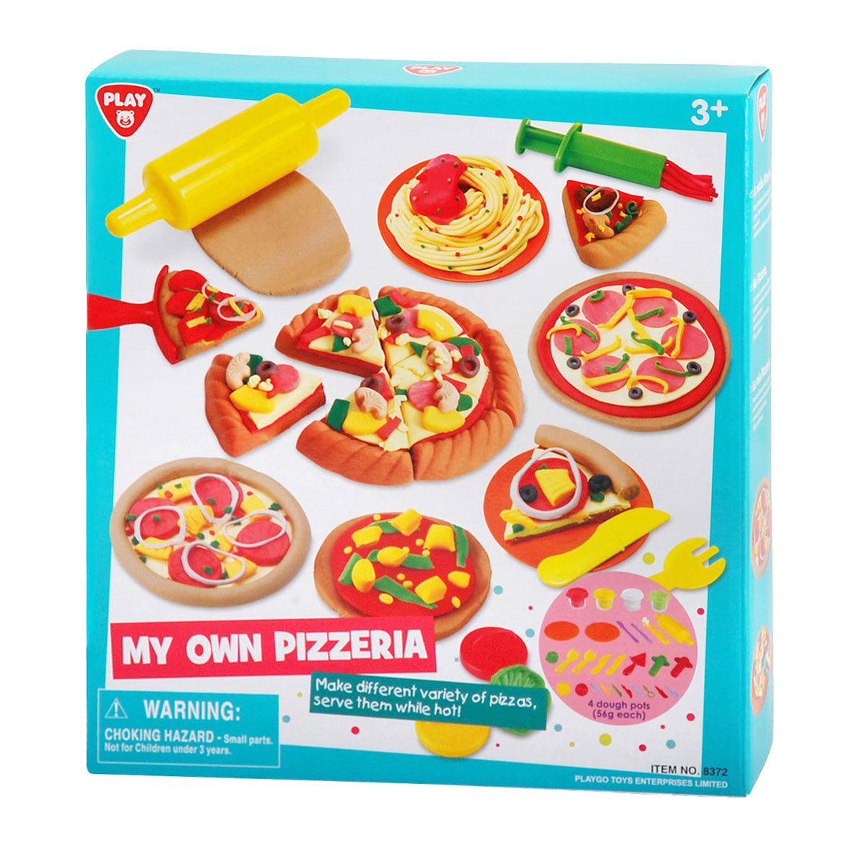 Playgo my own pizzeria set d'argile - 4 pots en argile