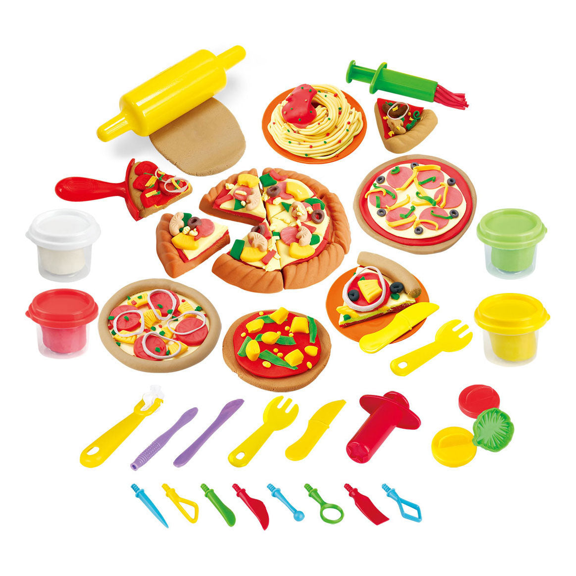 Playgo my own pizzeria set d'argile - 4 pots en argile
