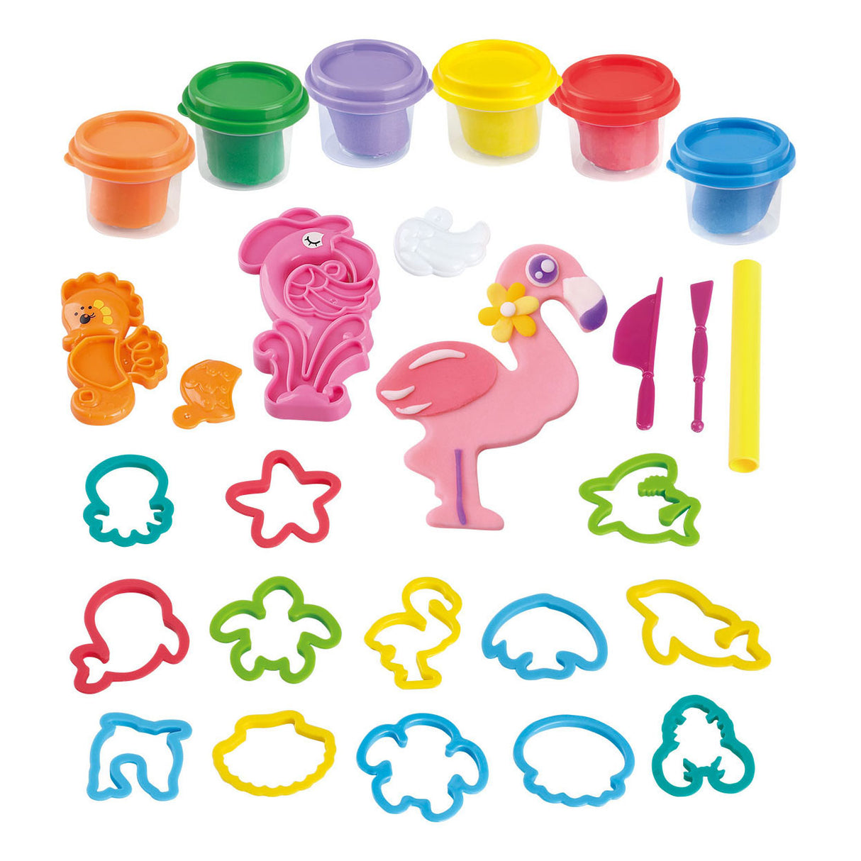 Ensemble d'argile animaux marins Playgo - 6 pots en argile
