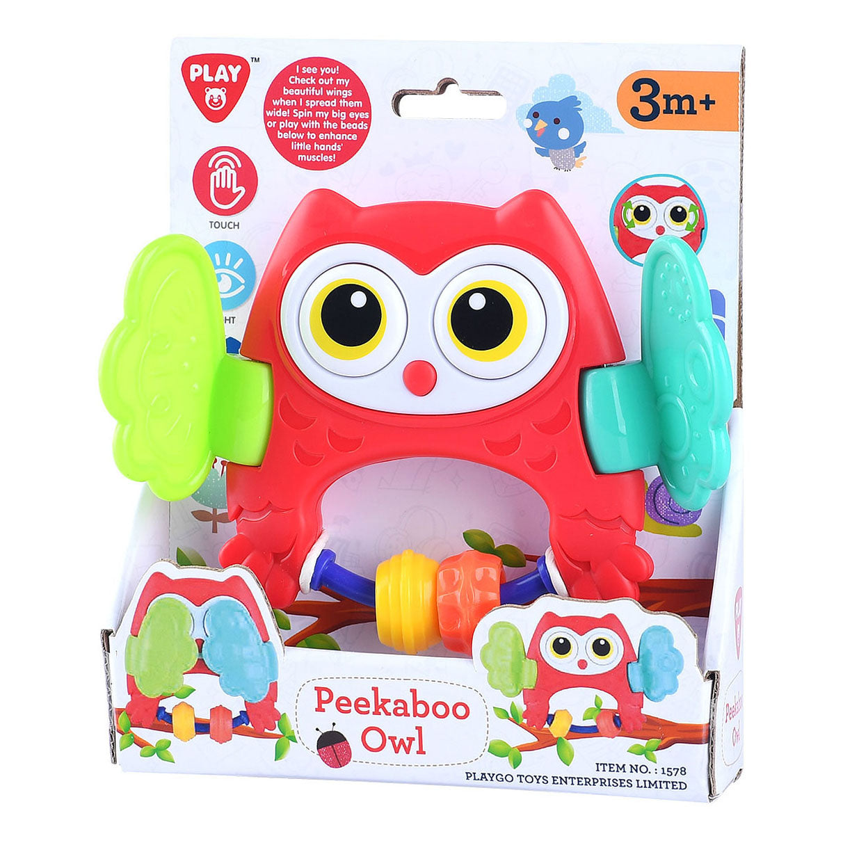 Playgo coucou hibou hochet rouge