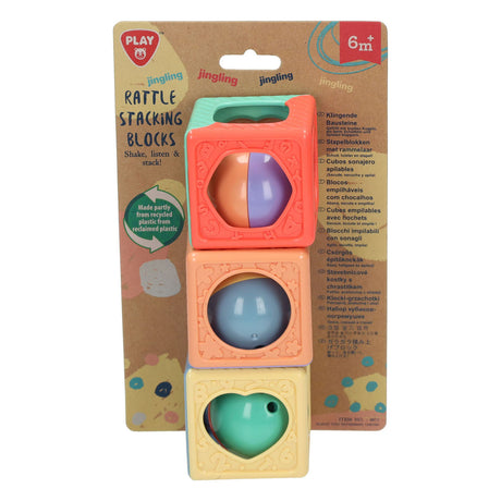 Blocs empilables Playgo avec hochet - 3 pièces.
