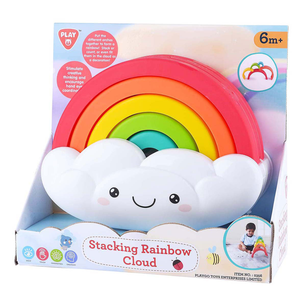 Tour d'empilage arc-en-ciel Playgo - 6 pcs.