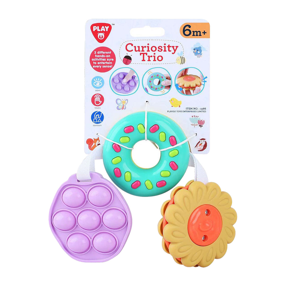 Jouets sensoriels Playgo fleur et beignet et pop-it - 3 parties.