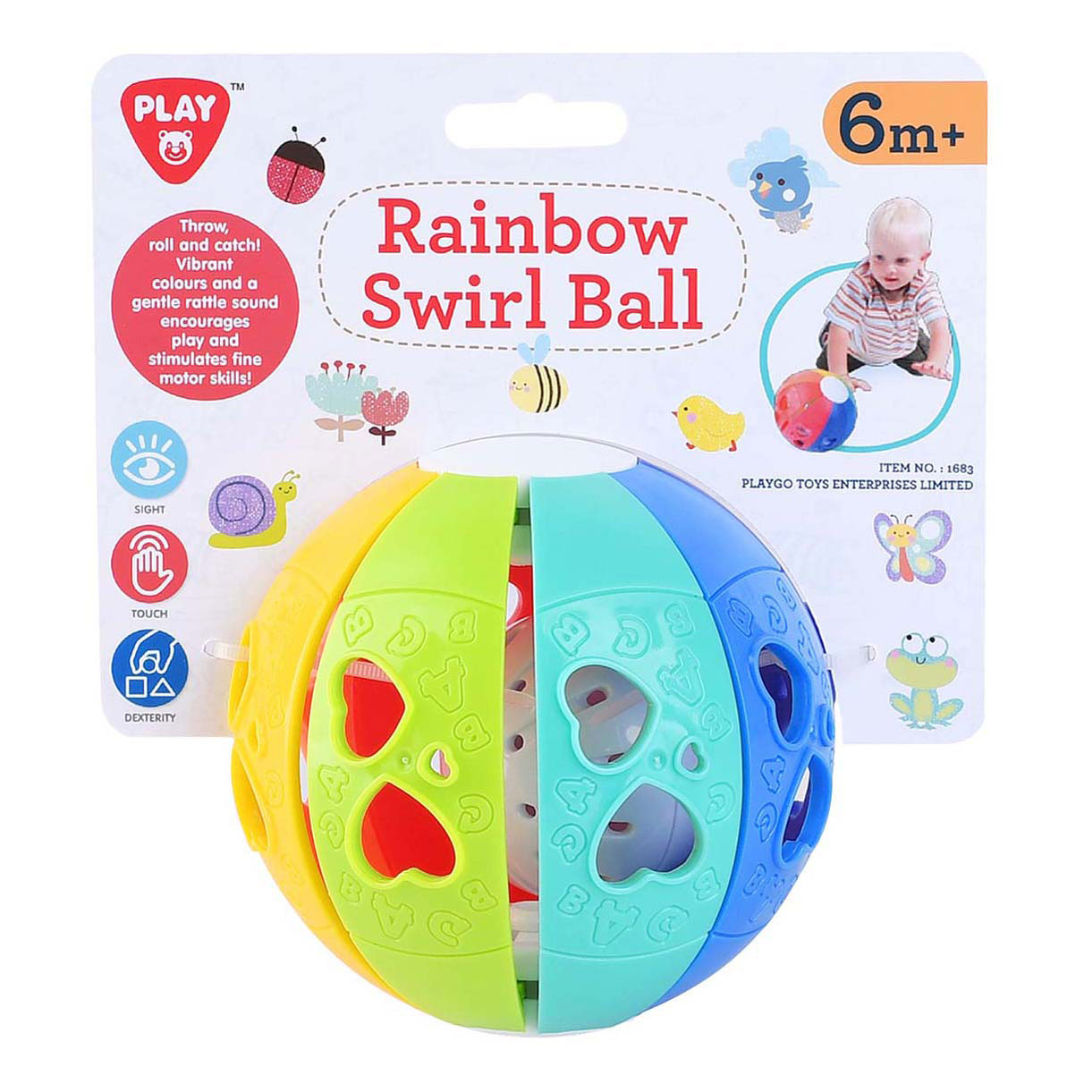 Boule tourbillonnante arc-en-ciel Playgo avec son de hochet