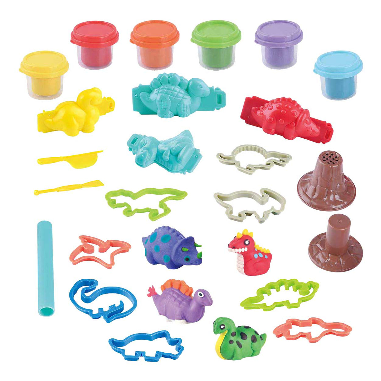 Ensemble d'argile Play Dino Party, 6 pots en argile