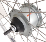 Roue arrière 28 moyeux de frein à rouleaux Nexus 8 avec jante argentée et rayons en acier inoxydable