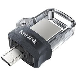 Clé USB SanDisk Dual Drive M3.0 pour Android transparent noir