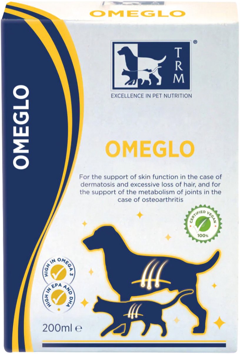 Trm huile pressée à froid omeglo 500 ml - acides gras oméga 3 fonction cutanée - aliment complémentaire pour chiens et chats
