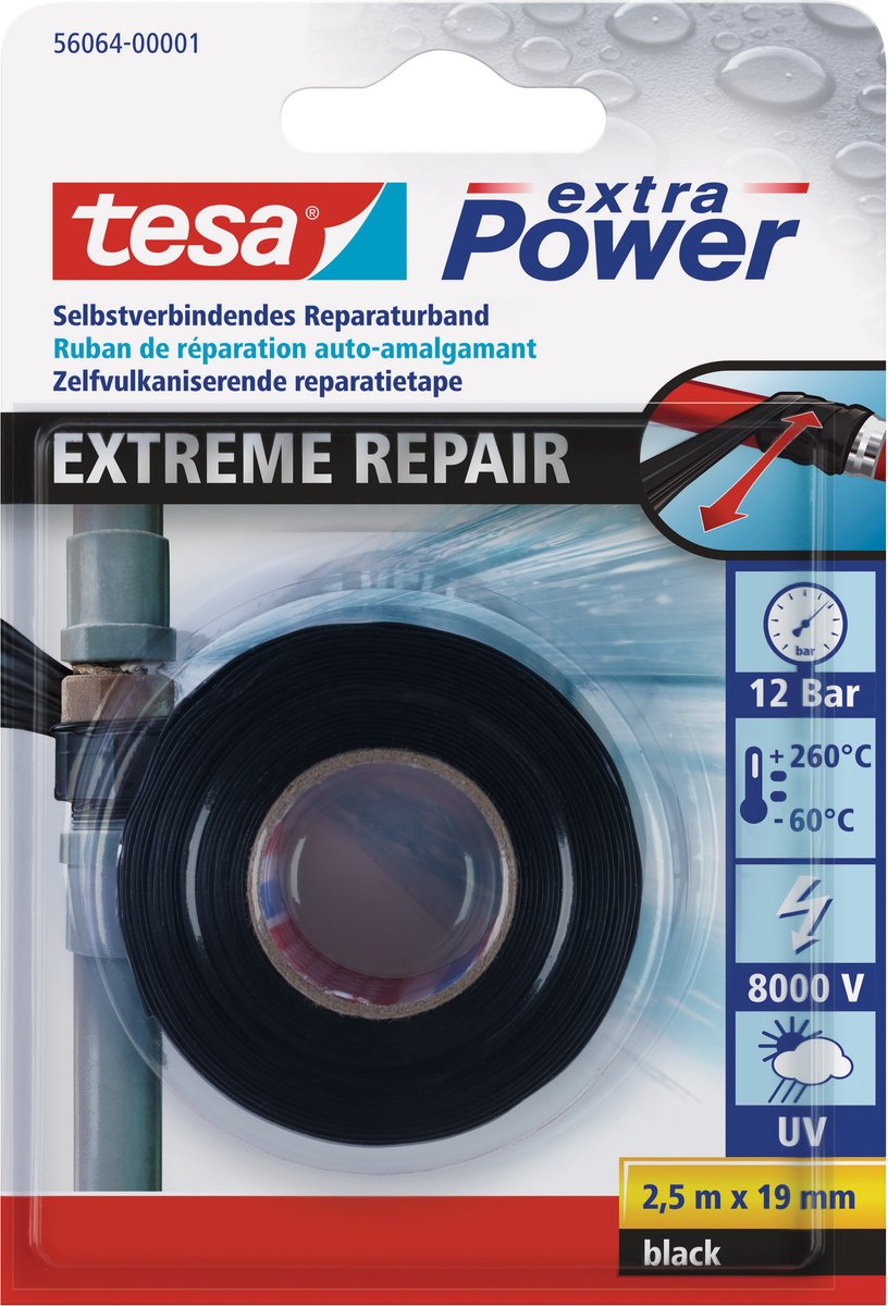 Tesa 1043012 - ruban de réparation extrême noir | 6 pièces