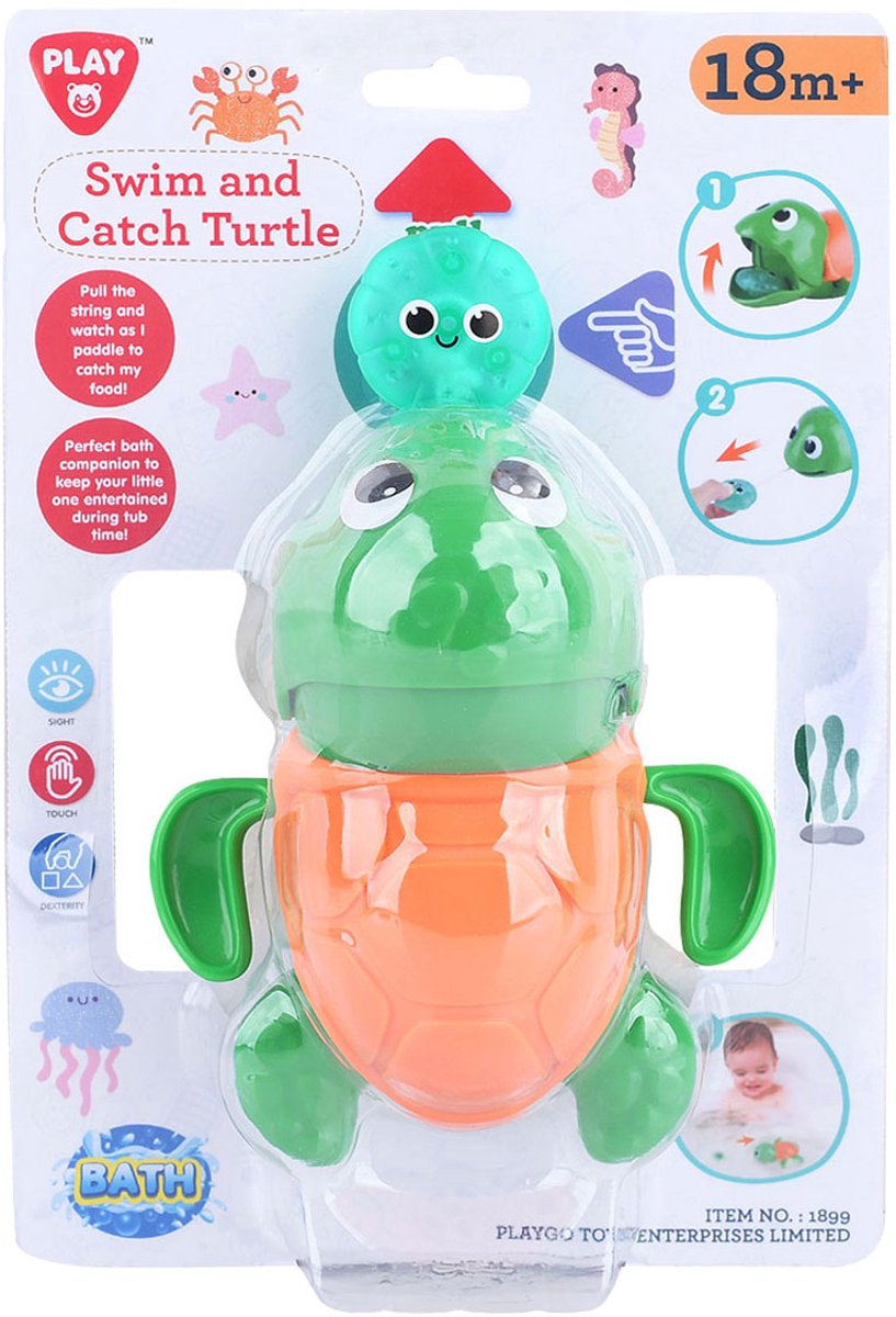 Jouets de bain Playgo pour attraper et nager la tortue - 2 parties.