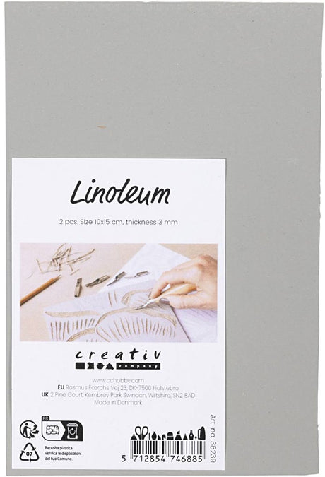 Entreprise créative https: www.ccobby.nl linoleum-size-10x15-cm-thickness-3-mm-gray-2-piece-1-box