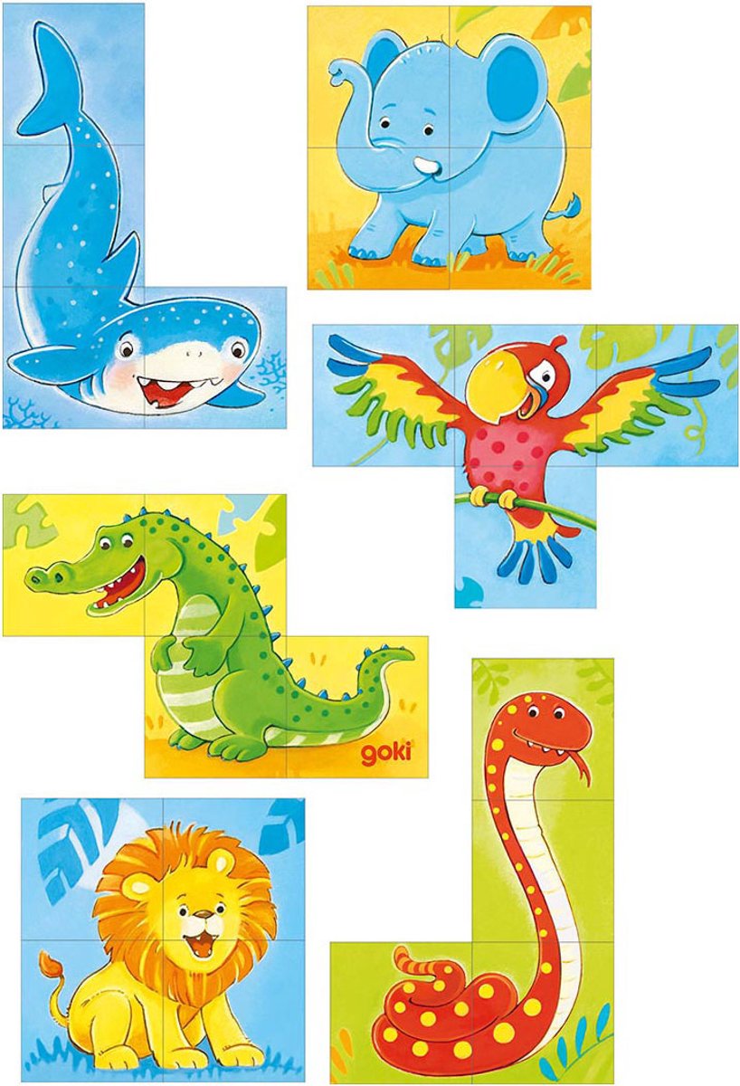Goki Block Block Puzzle Animaux sauvages, 4e.