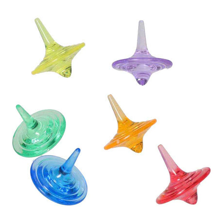 Toupies transparentes colorées, 26 pièces