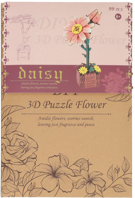 Kit de construction 3D en bois fleur de marguerite - 99 pièces.