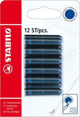 Cartouches pour stylo plume Stabilo - bleues - blister de 12 pièces