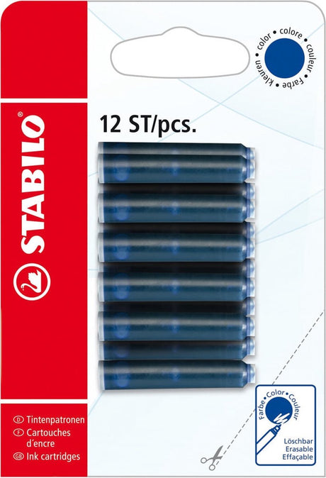 Cartouches pour stylo plume Stabilo - bleues - blister de 12 pièces
