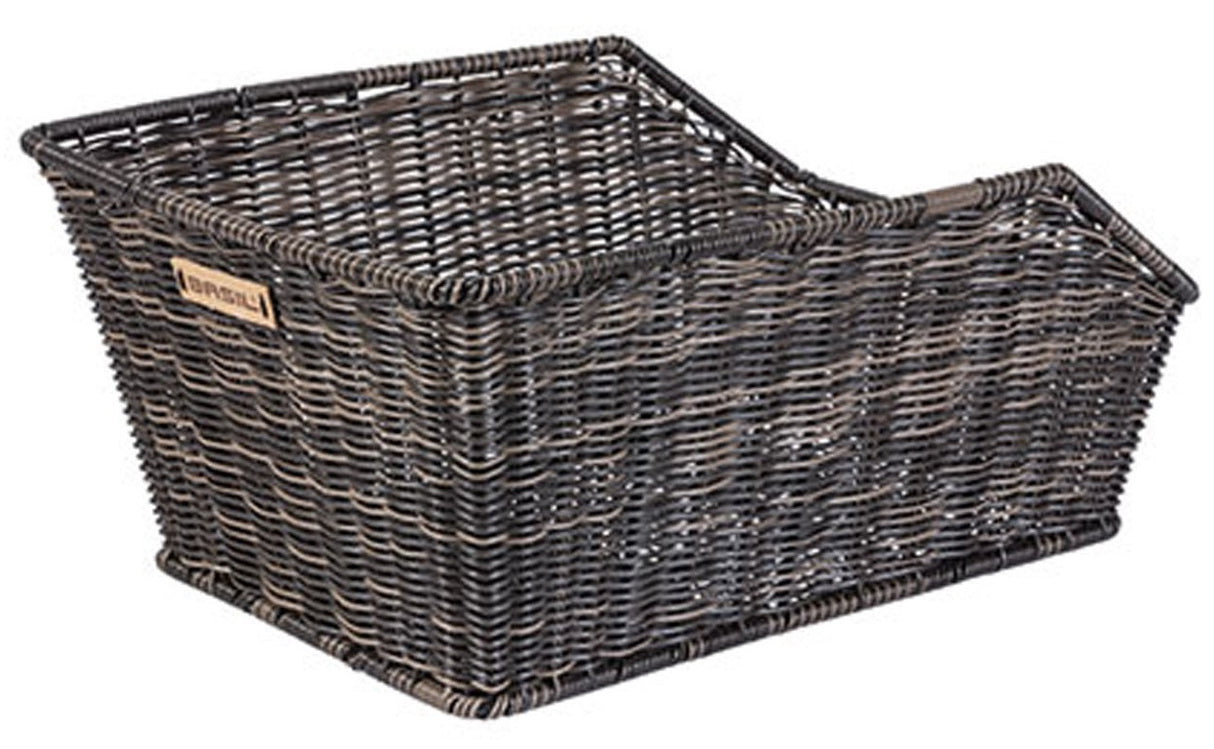 Basil Cento Rattan WSL bicycle basket on the back including WSL system brown