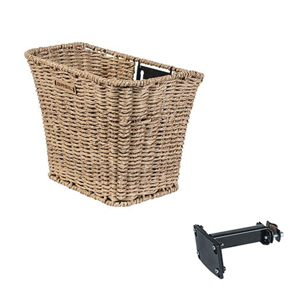 Basil Bremen Rattan FM Bicycle Basket foran inklusive FM Stem Holder lysebrun