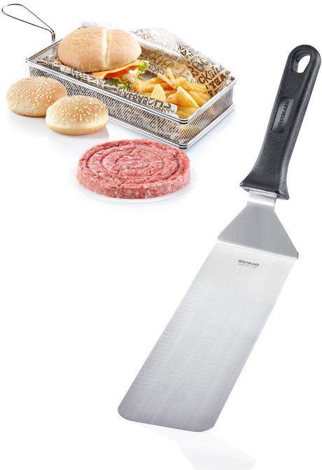 Spatule à grill Westmark, courbée, flexible, fermée, lame : 9,5 x 27,5 cm, longueur : 43 cm, plastique inox, master line, noir argent, 13422270