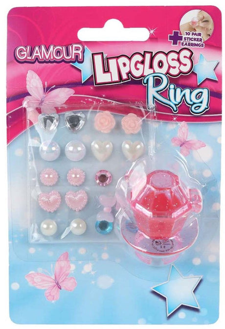Bague gloss glamour et 10 paires d'autocollants pour boucles d'oreilles