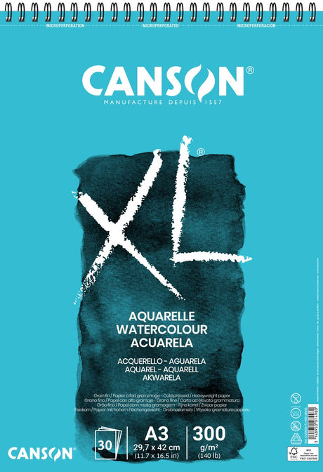 Canson carnet de croquis xl aquarelle 300g m² format A3 30 feuilles