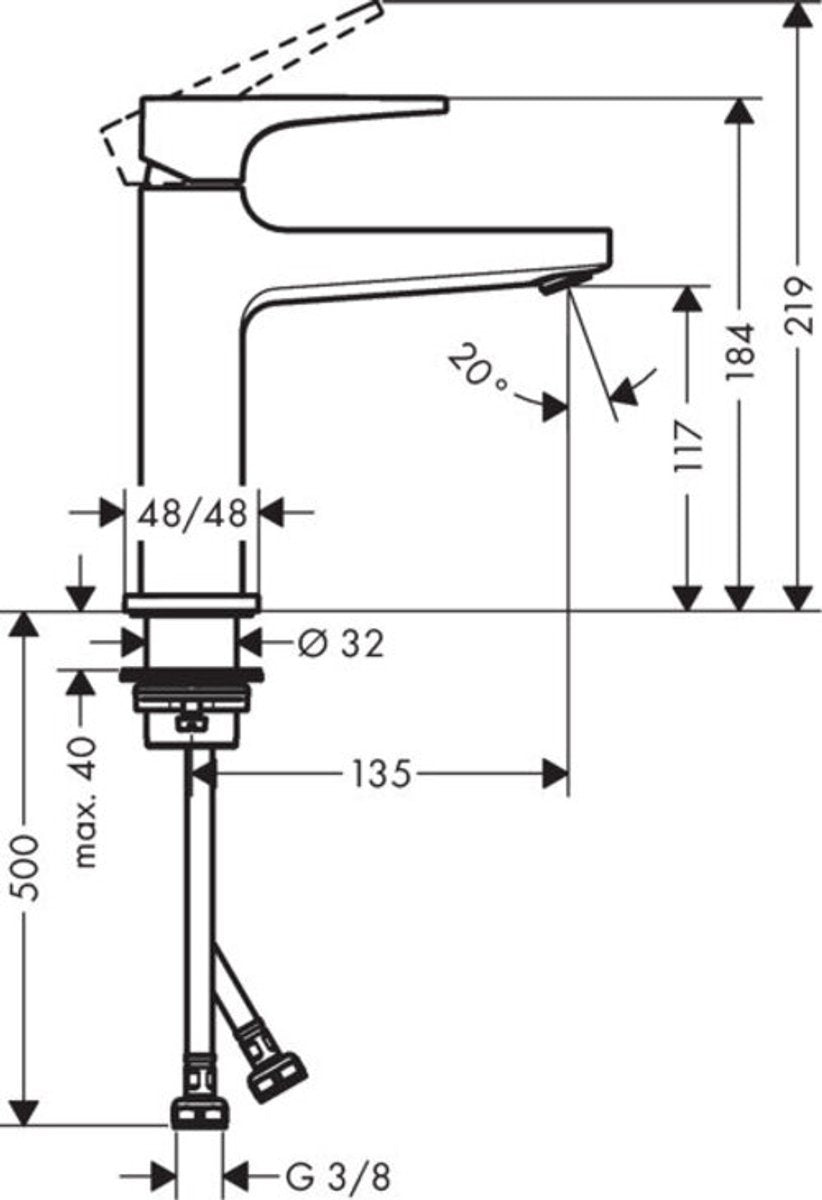 Hansgrohe metropol mitigeur lavabo 110 coolstart avec poignée droite et bouchon de vidange chromé