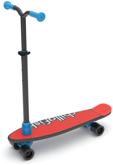 Chillafish skateboard et trottinette 2 en 1 - trottinette enfant transformable en skateboard - rouge - garçons et filles à partir de 3 ans - guidon réglable - modèle skatieskootie 2
