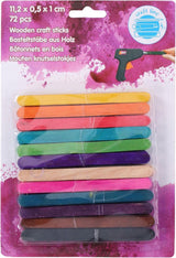 Bâtons de bricolage en bois, 72 pcs.