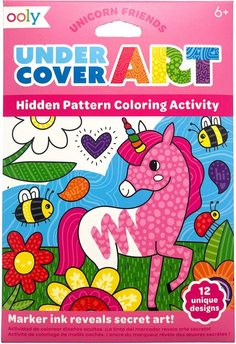 Ooly - undercover art - 12 pages à colorier avec motifs cachés - amis licornes